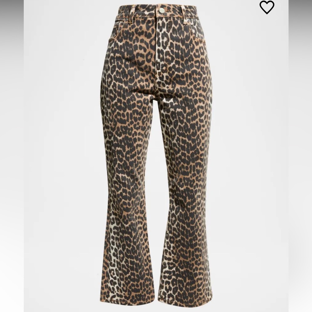 Ganni Betzy Leopard Print Jeans Sz 29